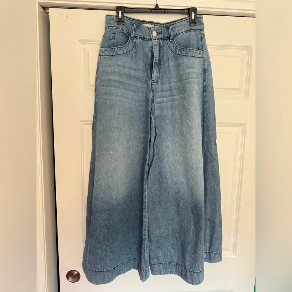 Pilcro Wide-Leg Blue Denim Jeans - Picture 3 of 8